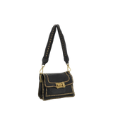 Borsa a tracolla "AGNESE" in pelle di vacchetta tinta in capo con borchie
