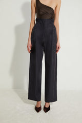 Jeans a vita alta in tessuto denim giapponese