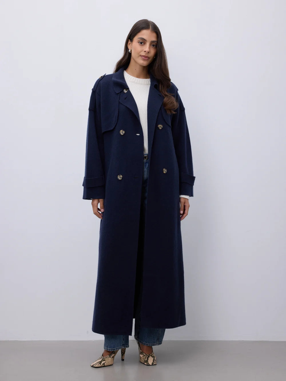 Trench in cashmere blu